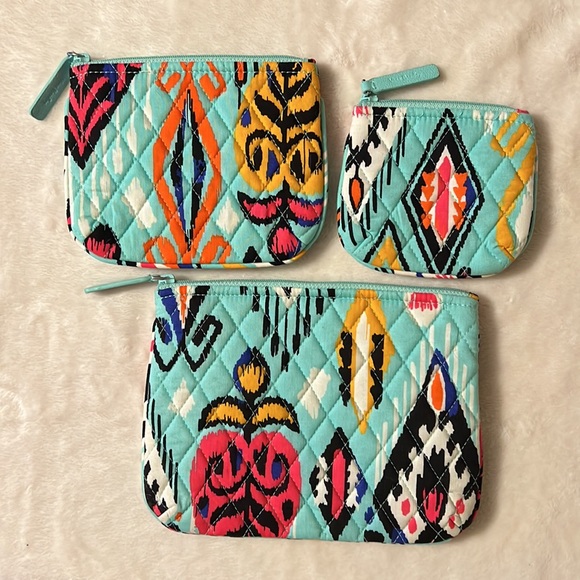 Set of 3 Colorful Vera Bradley zipper cosmetic make up bags in different sizes - Picture 6 of 6